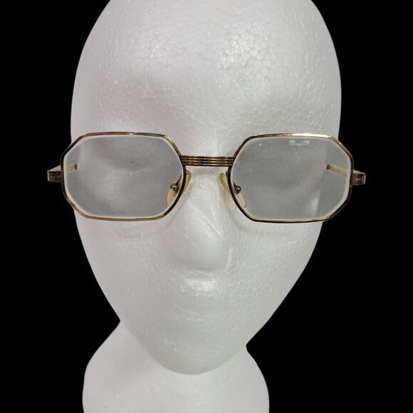 Frame France Heptagon 14K Eye Glasses Vintage Metal Wire Gold Stamped Eyeglasses - Picture 12 of 15